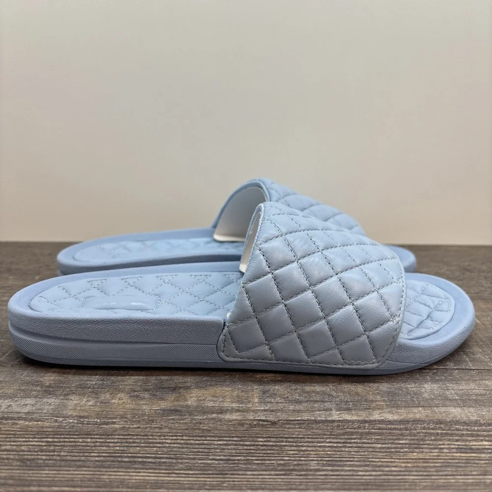 APL Slides Women's 7 Leather Lusso Ice Blue Sandals NEW Defect